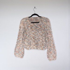 Gray Abstract Crop Sweater